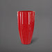 San Jose Tall Fluted Round Fiberglass Planter in gloss red against gray background.