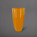 San Jose Tall Fluted Round Fiberglass Planter in gloss tangerine against gray background.