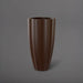 San Jose Tall Fluted Round Fiberglass Planter in matte dark brown against gray background.