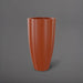 San Jose Tall Fluted Round Fiberglass Planter in matte terra cotta against gray background.