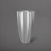 San Jose Tall Fluted Round Fiberglass Planter in metallic silver against gray background.