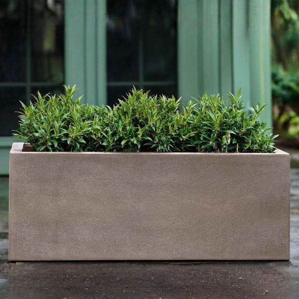 Sandal Planter 481818 S/1 - Riverstone Premium Lite - filled with plants.
