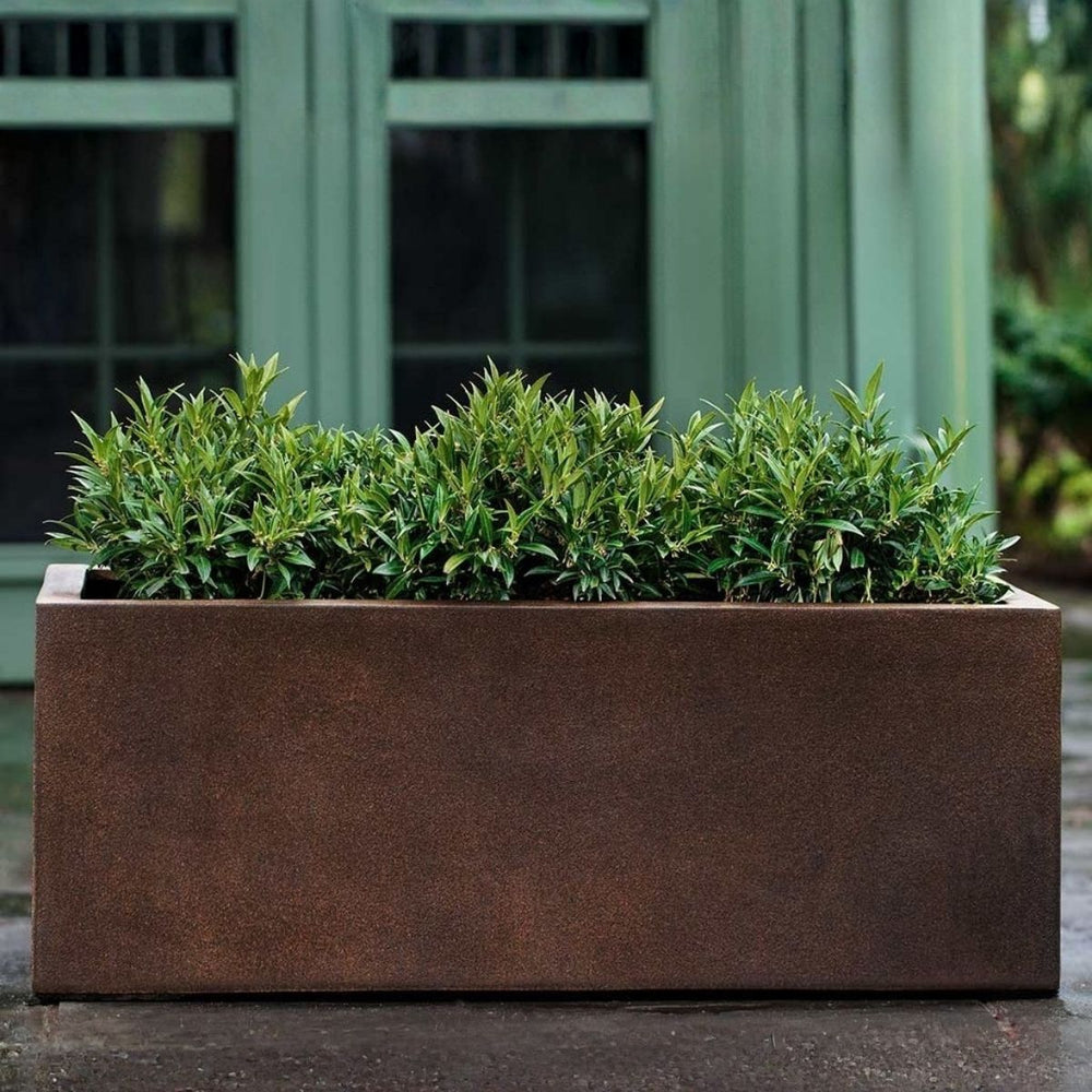 Sandal Planter 481818 S/1 - Rust Lite - filled with plants.