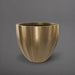 Santa Barbara Fluted Round Fiberglass Planter in gloss metallic gold against gray background.