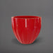 Santa Barbara Fluted Round Fiberglass Planter in gloss red against gray background.