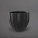 Santa Barbara Fluted Round Fiberglass Planter in matte charcoal against gray background.