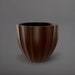 Santa Barbara Fluted Round Fiberglass Planter in matte dark brown against gray background.