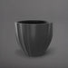 Santa Barbara Fluted Round Fiberglass Planter in matte gunmetal against gray background.