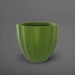 Santa Barbara Fluted Round Fiberglass Planter in satin green against gray background.