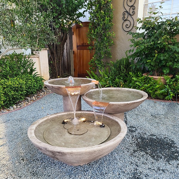 Scottsdale  Fountain on gravel in action.