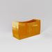 Seoul Modern Curved Rectangle Fiberglass Planter in gloss tangerine against gray background.