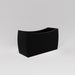Seoul Modern Curved Rectangle Fiberglass Planter in matte black against gray background.