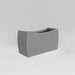 Seoul Modern Curved Rectangle Fiberglass Planter in matte cement grey against gray background.