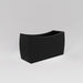 Seoul Modern Curved Rectangle Fiberglass Planter in matte charcoal against gray background.