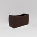 Seoul Modern Curved Rectangle Fiberglass Planter in matte dark brown against gray background.