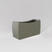 Seoul Modern Curved Rectangle Fiberglass Planter in satin beige against gray background.