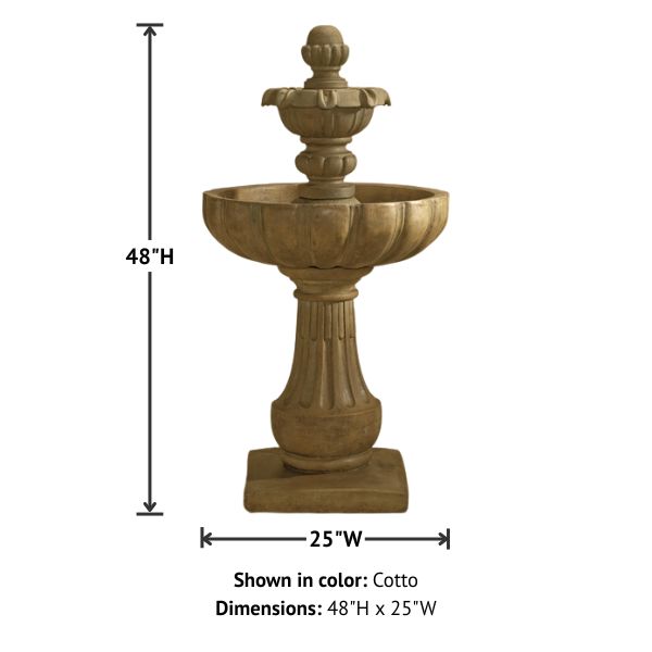 Serafina Two Tier Fountain with product details.
