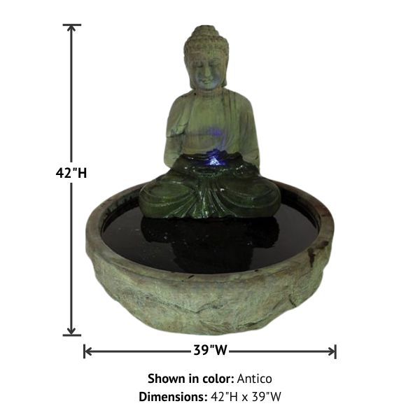 Serene Basalt Buddha Fountain with product details.