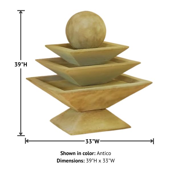 Shallow Three Tier Tapered Square Fountain with product details.