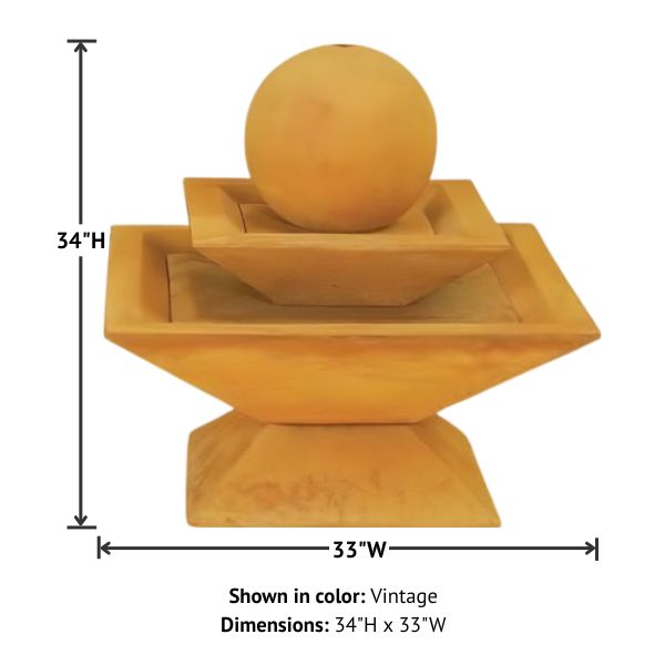 Shallow Two Tier Tapered Square Fountain with product details.