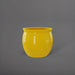 Shanghai Fishbowl Fiberglass Planter in gloss saffron against gray background.