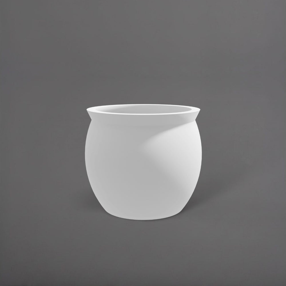 Shanghai Fishbowl Fiberglass Planter in matte bright white against gray background.