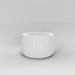 Short Hayden Tapered Round Fiberglass Planter in gloss bright white against gray background.