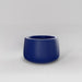 Short Hayden Tapered Round Fiberglass Planter in matte cobalt blue against gray background.