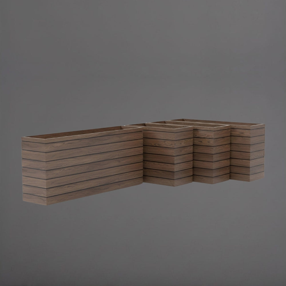 Siena Low Rectangle Wood Look Fiberglass against gray background.