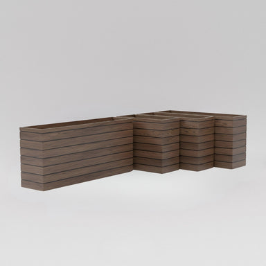 Siena Low Rectangle Wood Look Fiberglass against gray background.