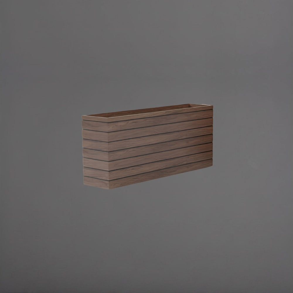 Siena Low Rectangle Wood Look Fiberglass in 36 inch against gray background.