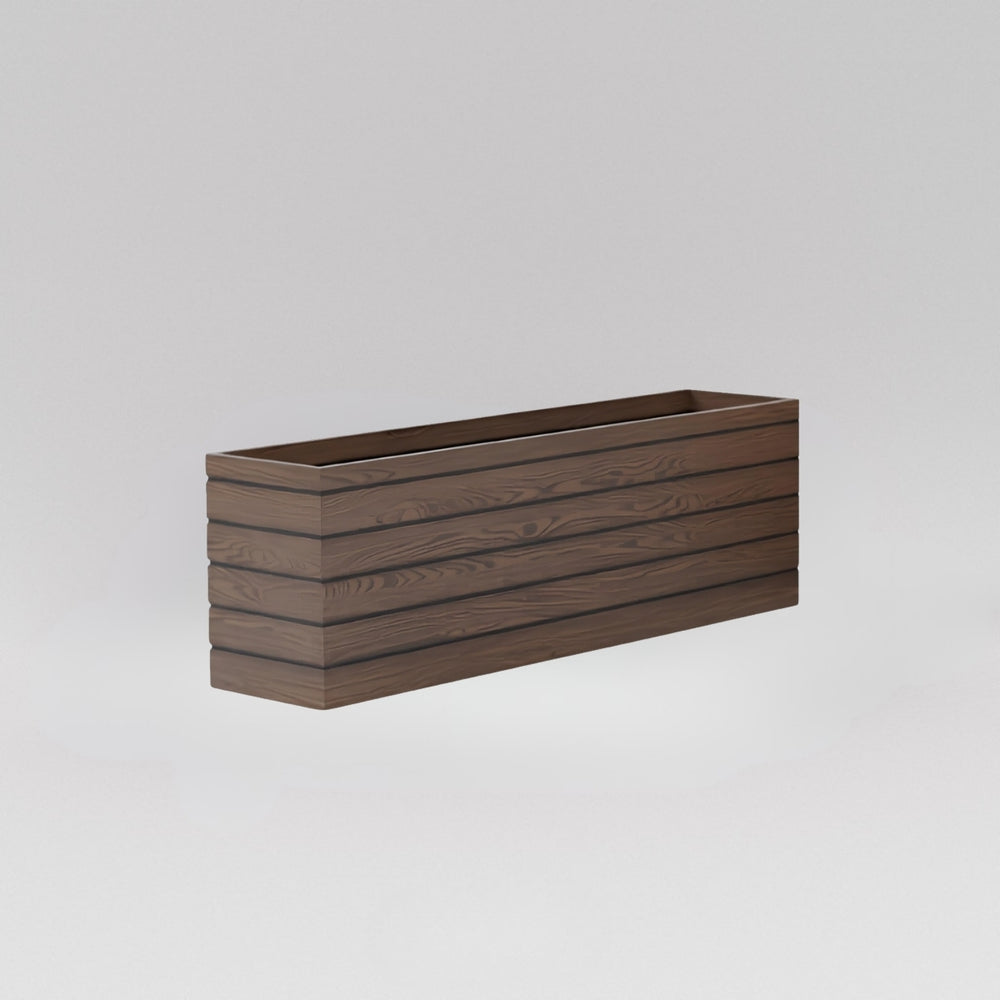 Siena Low Rectangle Wood Look Fiberglass in 48 inch against white background.