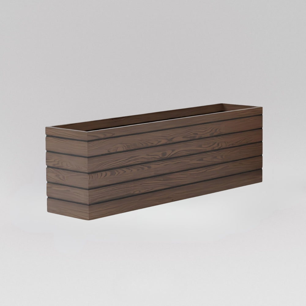 Siena Low Rectangle Wood Look Fiberglass in 60 inch against white background.