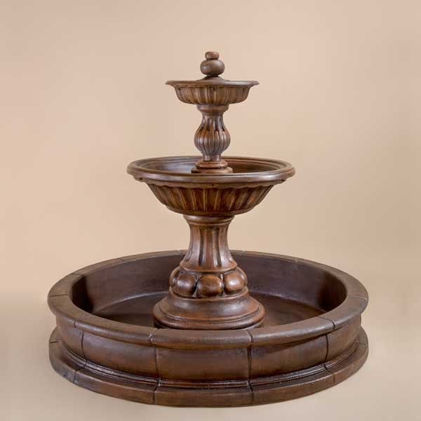 Sienna Pond Fountain against brown background.