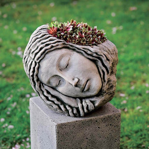 Sleeping Maiden Planter filled with plants in the backyard