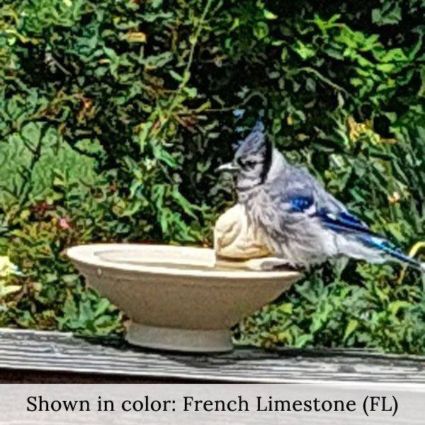 Songbirds Rest Birdbath wth blue jay perched on edge