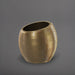 Spiral Globe Fiberglass Planter in gloss metallic gold against gray background.