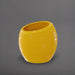 Spiral Globe Fiberglass Planter in gloss saffron against gray background.
