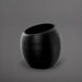 Spiral Globe Fiberglass Planter in matte black against gray background.
