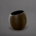 Spiral Globe Fiberglass Planter in matte bronze against gray background.
