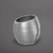 Spiral Globe Fiberglass Planter in metallic silver against gray background.