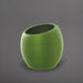 Spiral Globe Fiberglass Planter in satin green against gray background.