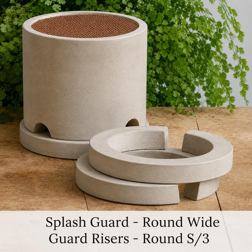 Splash Guard and Guard Risers Round S/3 on table.