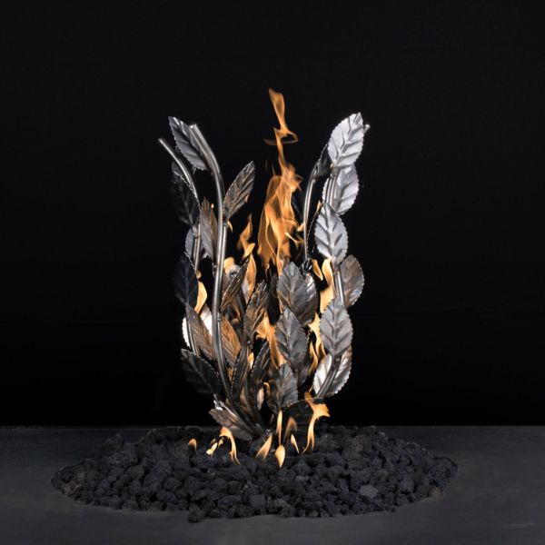 Stainless Steel Burning Bush 16" against black background