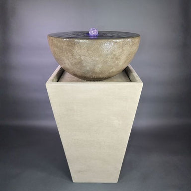 Tapered Zen Fountain, Large against gray background.