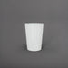 Tagel Tapered Round Fiberglass Planter in gloss bright white against gray background.