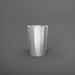 Tagel Tapered Round Fiberglass Planter in metallic silver against gray background.