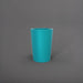 Tagel Tapered Round Fiberglass Planter in satin seafoam green against gray background.