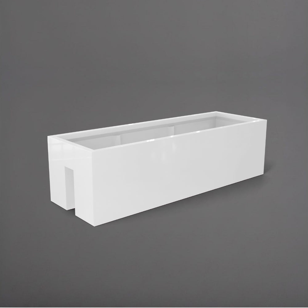 Tiergarden Railing Fiberglass Planter in gloss bright white against gray background.
