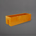 Tiergarden Railing Fiberglass Planter in gloss tangerine against gray background.
